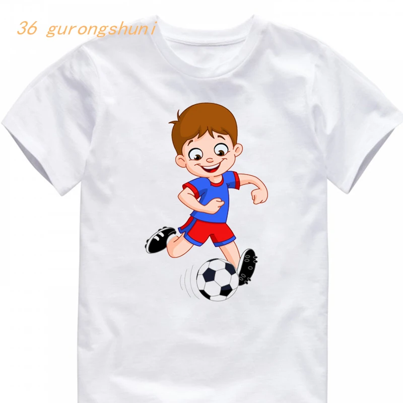 

summer tshirt girl soccer boy cartoon t shirt cute girls tops football player kids clothes boys t shirts funny children t-shirts