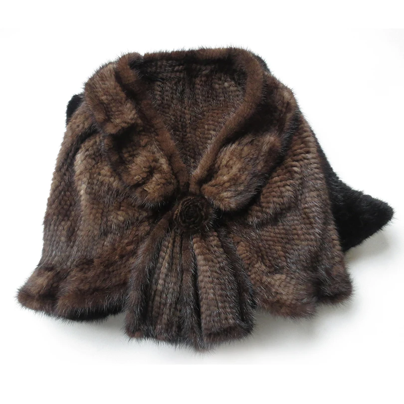 

Lady Genuine Knitted Mink Fur Shawl Women Pullover Female Pashmina Wedding Wraps LF21011ZGF