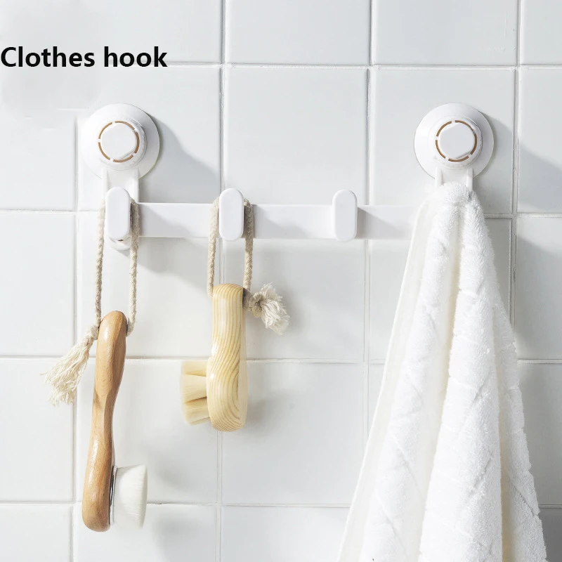 Bathroom Towel Wall Hooks Suction Cup Hat Bag Hanger Holder Clothes Four Rows Of Hooks Bathroom porte manteau sur porte