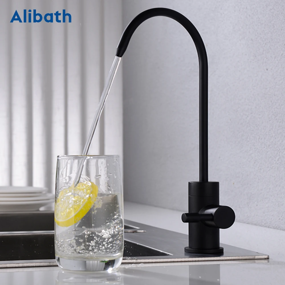 Kitchen Water Filter Faucet Matte Black 1/4 Inch Connect Hose Reverse Osmosis Filters Parts Purifier Direct Drinking Tap.