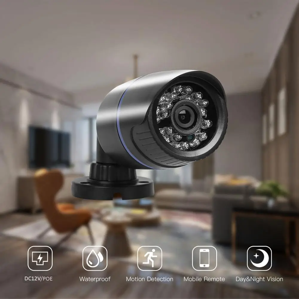 AZISHN-H.265/H.264 풀 HD 1080P 2.0 메가 픽셀 보안 IP 카메라, 24IR led, ABS 플라스틱 실외 카메라 IP 1080P DC 12V/48V PoE