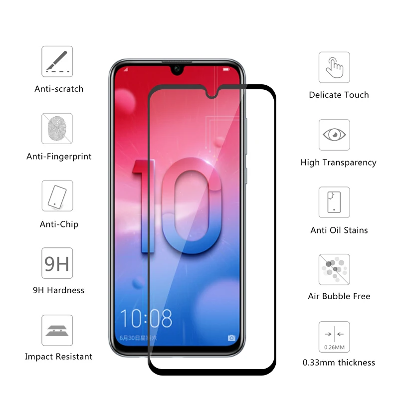 Safety Glass on Honor 10 Lite HRY-LX1 Tempered Protective Glas For Huawei Honer 10i HRY-LX1T 10Lite Film Screen Protector Light