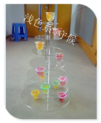 HOT!!!Free shipping ! ! ! 7 Tier Round Circle Clear Party Cupcake Stand / Acrylic Weeding Maypole Cake Display Stand decoration