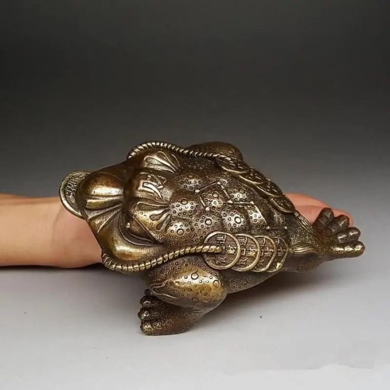 Antique bronze copper three foot seven lucky toad feng shui ornaments craft decorative Sculptures Home Furnishing