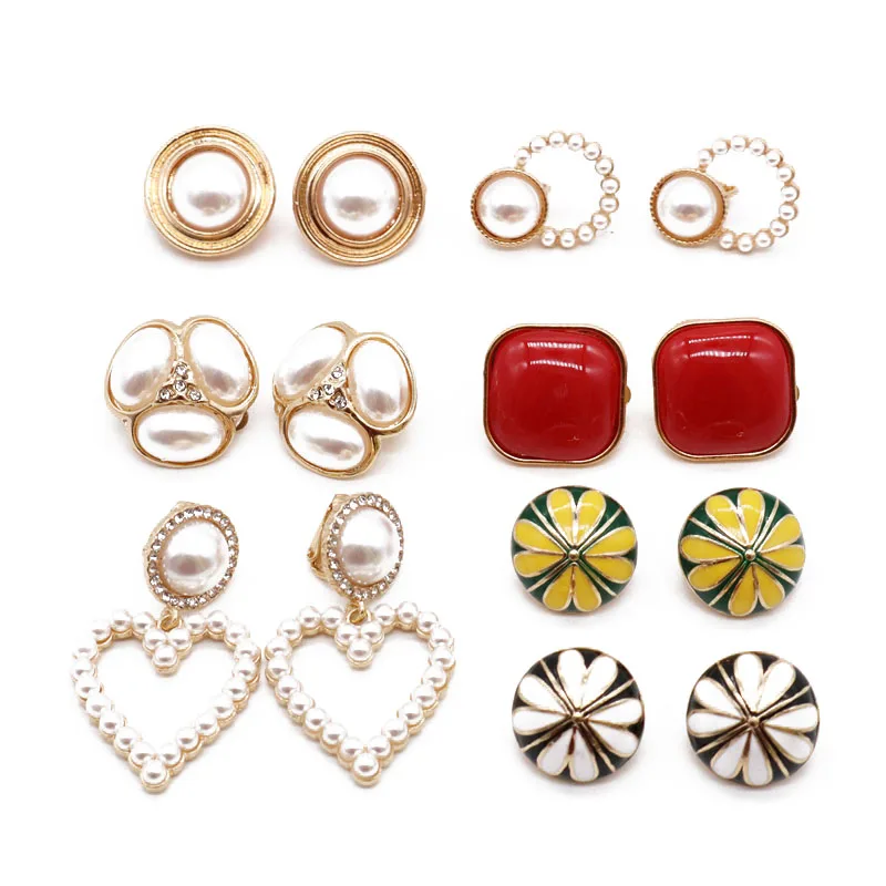 Personality Alloy Clip Earring Pendiente Creative Party Rhinestone Knotted Glaze For Women Pretty Girl