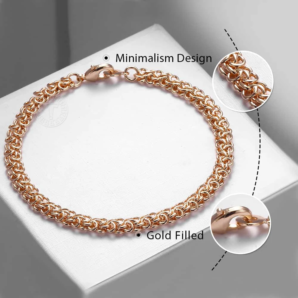 Davieslee 585 Rose Gold Color Bracelets For Women Men Swirl Link Chain Bracelet Mens Woman Jewelry Gifts Dropshipping 6mm LCB09