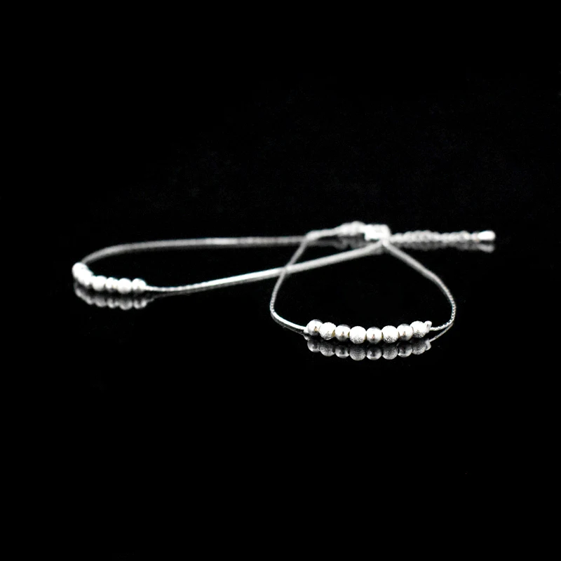 Hot Sale Double Layer Ball Bead Women Anklet 925 Sterling Silver Frosted Beads Pendant Foot Chain Beach Anklets Bracelet Jewelry