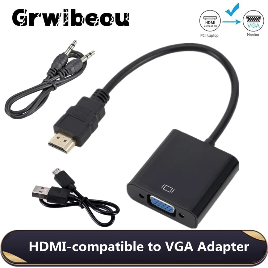 1080P HDMI-compatible to VGA Adapter Digital to Analog Converter Cable For Xbox PS4 PC Laptop TV Box to Projector Displayer HDTV