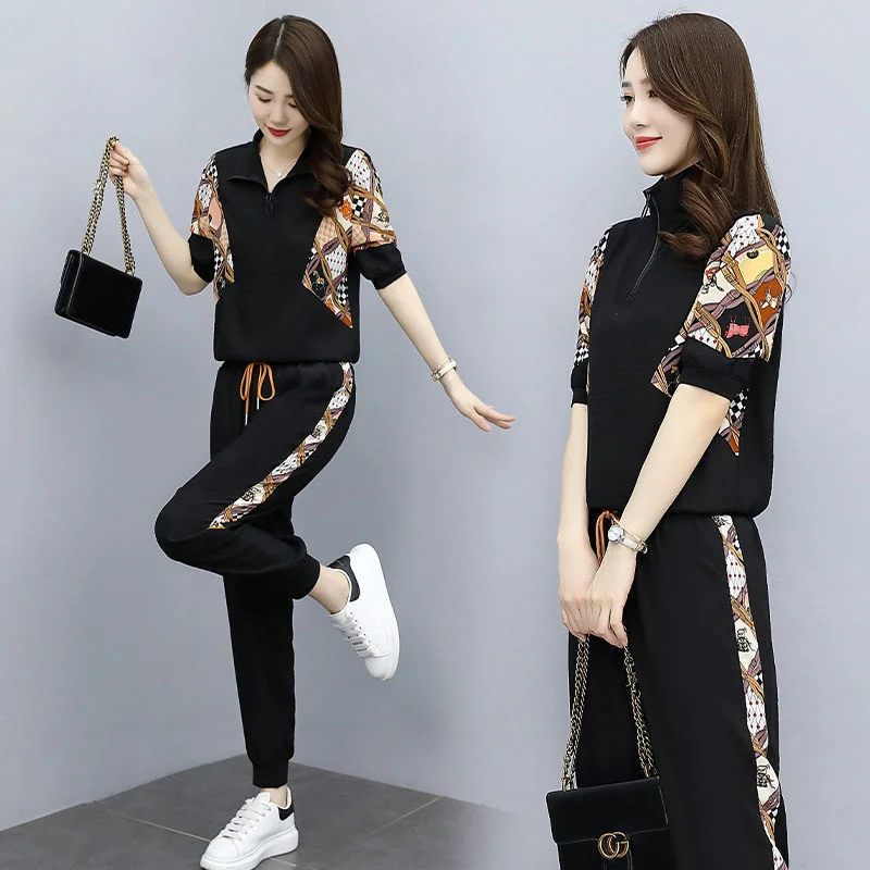 Women\'s Fashion Pencil Pant Suit 2024 New Summer Leisure Clothing Foreign Style Crop Top Two Piece Set Women Leggings Tracksuit