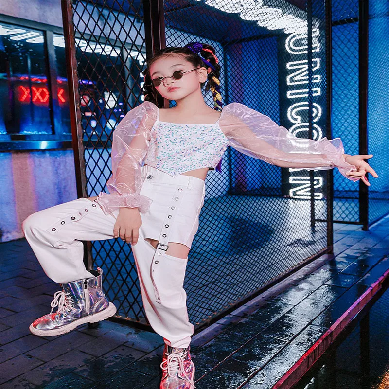 Girls jazz dance sequin suit autumn children hip-hop hip-hop model fashion trend catwalk performance costume dance costume