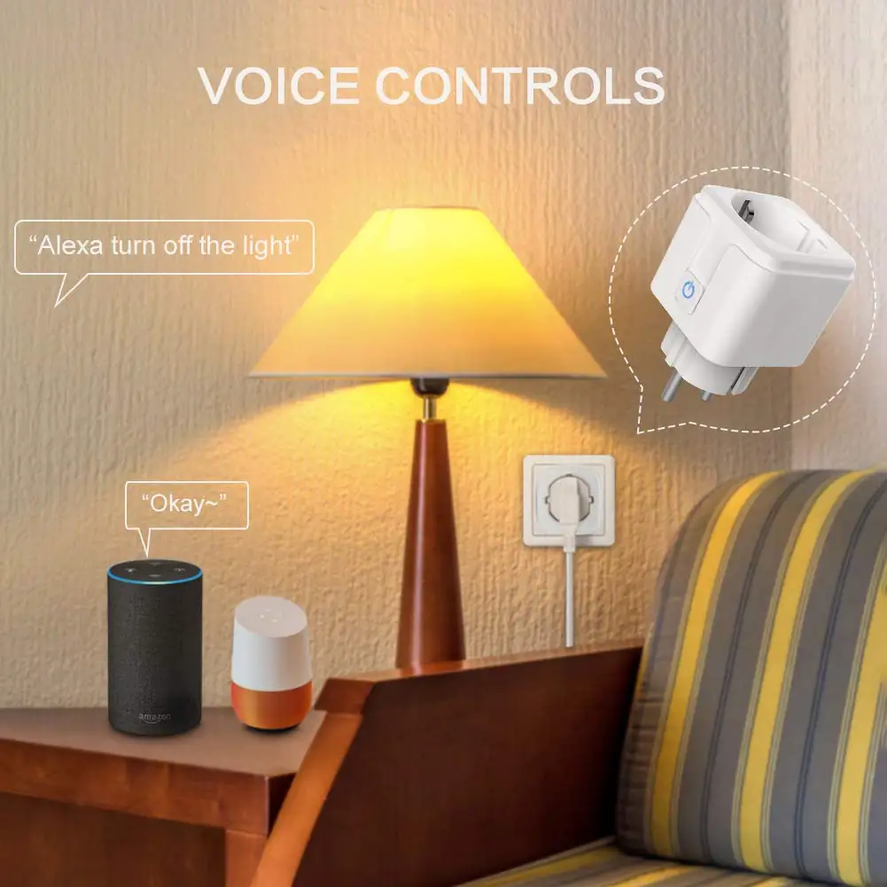 Smart Plug WiFi Wireless EU/FR 16A Plug Socket Outlet Voice Remote Control Works With Google Home Alexa Smart Life Mini