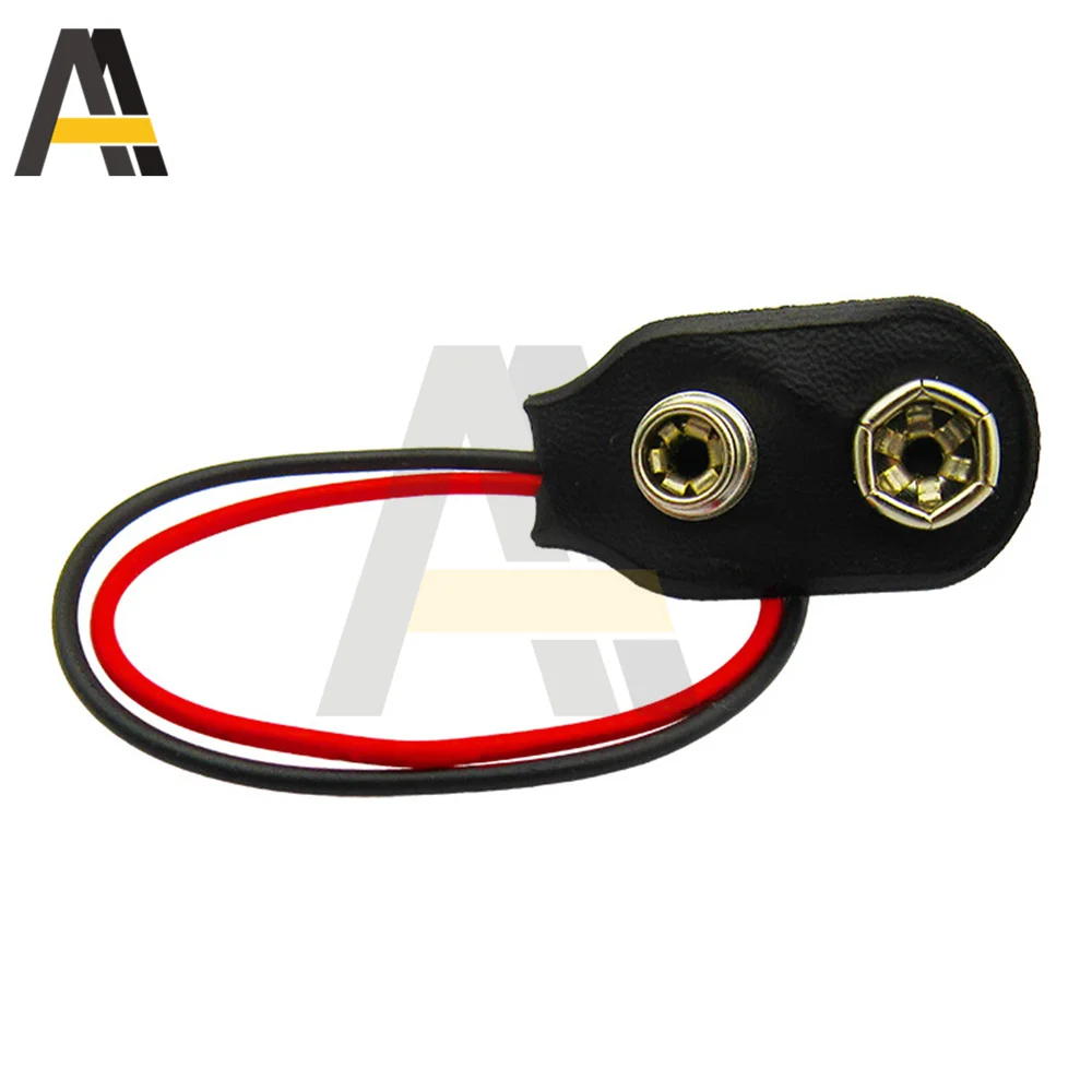 5pcs 9V Battery Snap-on Connector Wire Holder 9V Clip-on Battery Connector 9V I-Fonts Softshell Battery Buckle Cable Leads