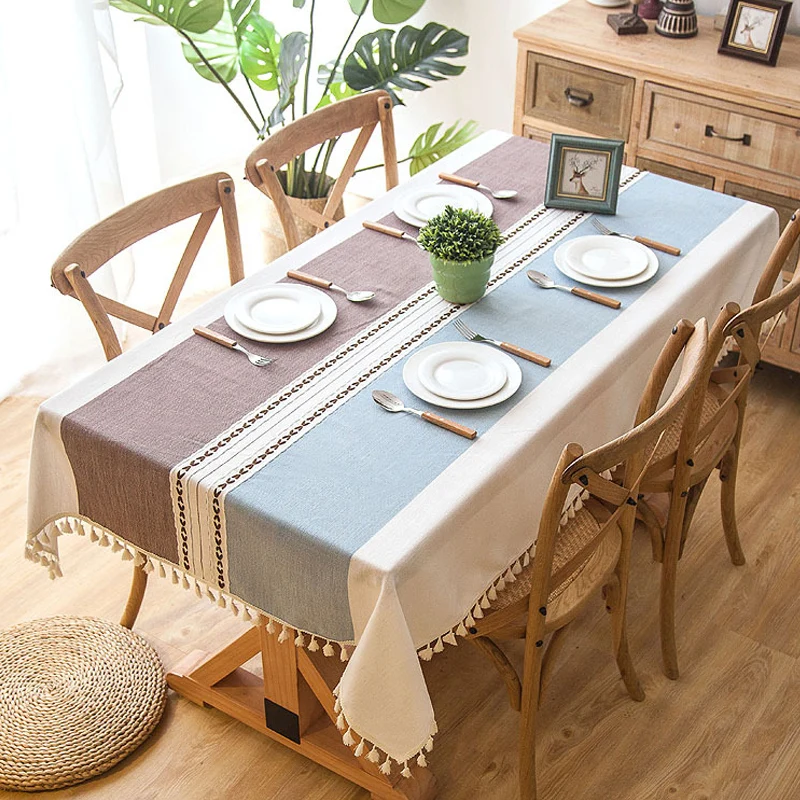 140*250cm Large Size Grey/Coffee/Blue/Green Plaid Rectangle Household Tablecloth Home Dining Room Decor Table Cloth Cover