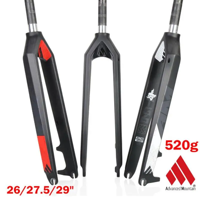 

Full Carbon Fiber Bicycle Fork, AM TG6 26 ", 27.5", 29 ", Rigid, 3K, MTB Road, Mountain Bike Parts, 1-1/8", 580g