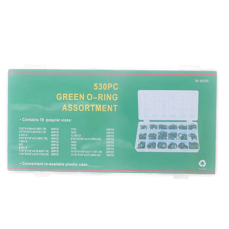 Wysokiej jakości guma 540 szt. 18 rozmiarów zestaw ringów o-ring zielony metryczny O uszczelki pierścieniowe nitrylowe