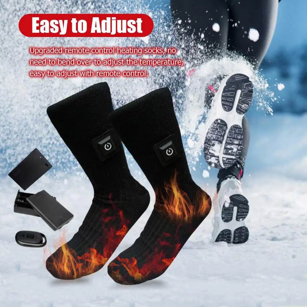 1 Pair Winter Warm Outdoor Socks Thermal Socks Heating Sock Remote Control Heating Socks Water Resistant Electric Warm Sock Set