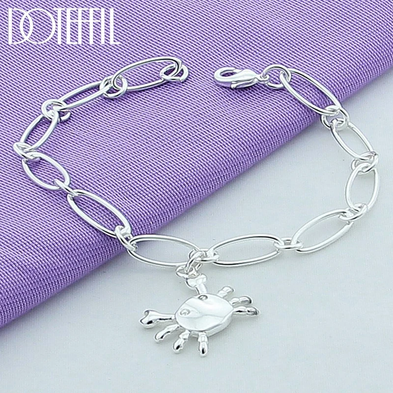 DOTEFFIL 925 Sterling Silver 18K Gold Crab Pendant Bracelet Chain For Woman Charm Wedding Engagement Party Fashion Jewelry