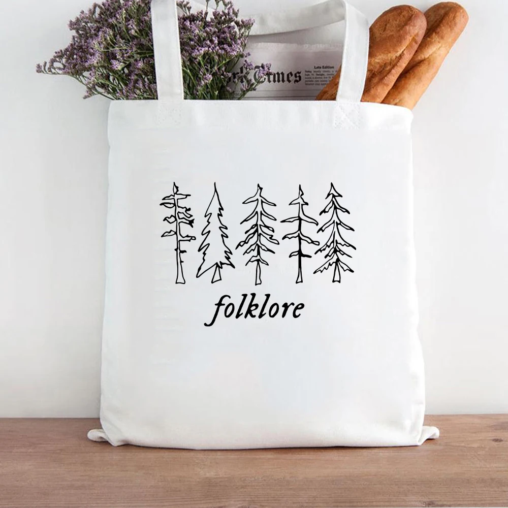 Folklore Shopper Bag Taylor Music Swift Albums Canvas Bag Folklore Inspired Graphic Cute Aesthetic Handbag Gift for Fans