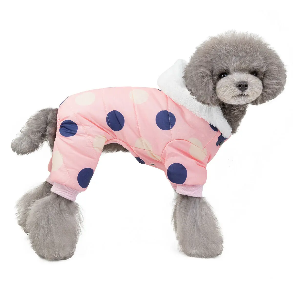 Dot Warm Pet Clothes for Dog Windproof Jackets Outdoor Fleece Hooded Coats Small Dog Winter Jumpsuit Clothing