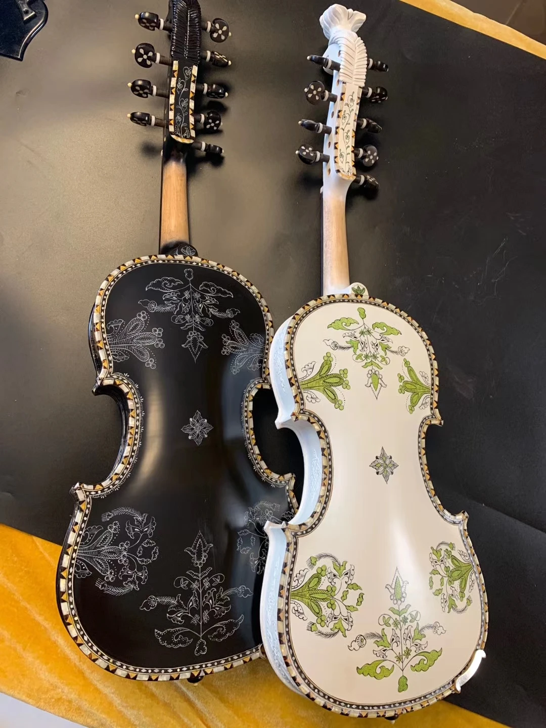 Hardanger fiddle Norwegian fiddle 4/4 violin (4*4),copy hardanger Carved mosaic shell luxury Hardingfele 4 string / 9 string Bri