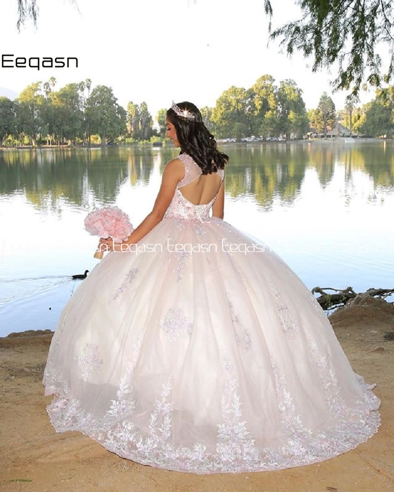 Geschwollene Tüll Ballkleid Quince anera Kleider Luxus Kristall Perlen plus Größe süße 16 Kleider Abschluss ball Vestidos de Forma tura