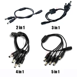 DC Power 1 Female to 2 3 4 5 8 Male Way Splitter Adapter Connector Plug Cable 5.5mm*2.1mm 12V For CCTV Camera LED Strip Light