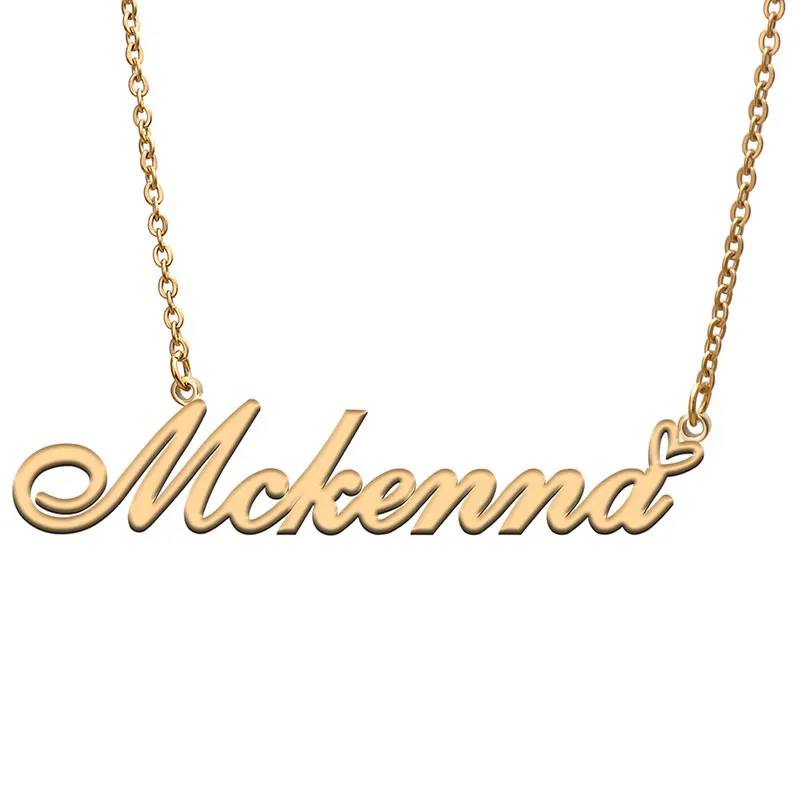 

Mckenna Name with Love Heart Necklace for Women Stainless Steel Jewelry Nameplate Pendant Femme Mother Child Girls Gift