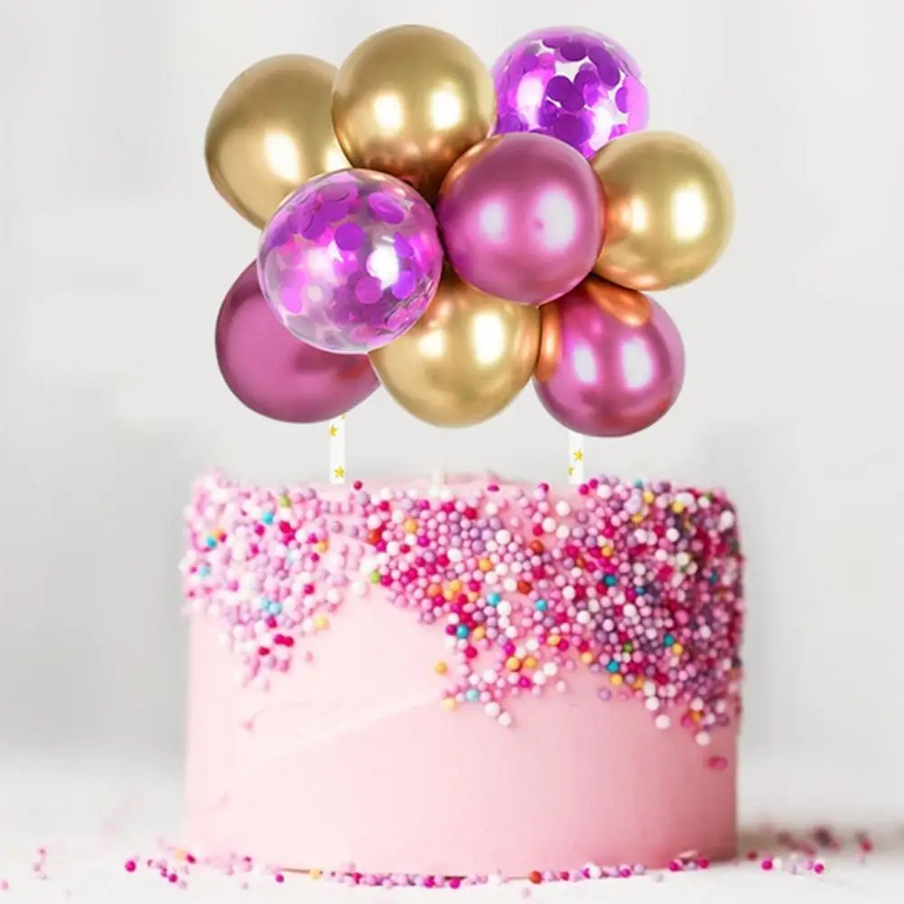 10Pcs 5Inch Balloons Thick Reusable Emulsion Rose Gold Cake Topper Decoration Balloons for Cakes