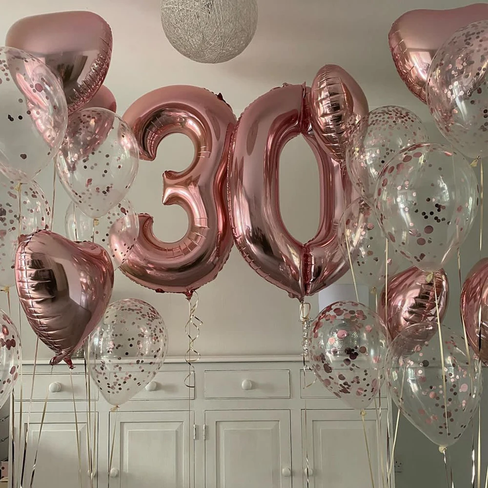 Globos de helio de aluminio para adultos, suministros de decoración para  fiesta de cumpleaños, número de oro rosa de 40 pulgadas, 18, 20, 21, 30 y  50 años, 2 uds. / Artículos para fiestas, image size:1000x1000