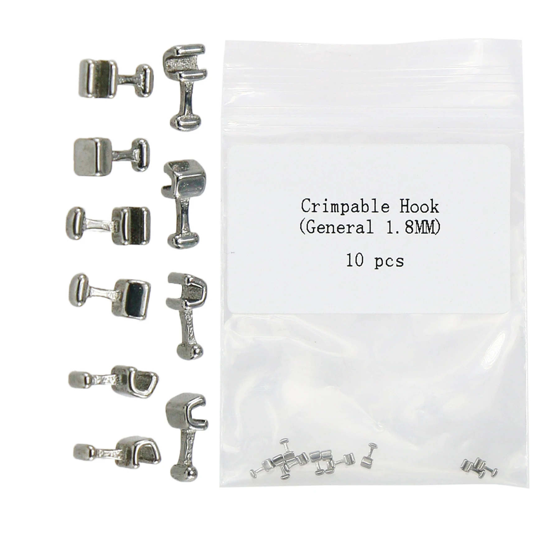 100 Pcs Dental Orthodontic Crimpable Hook Short Stainless Steel Square 1.8mm