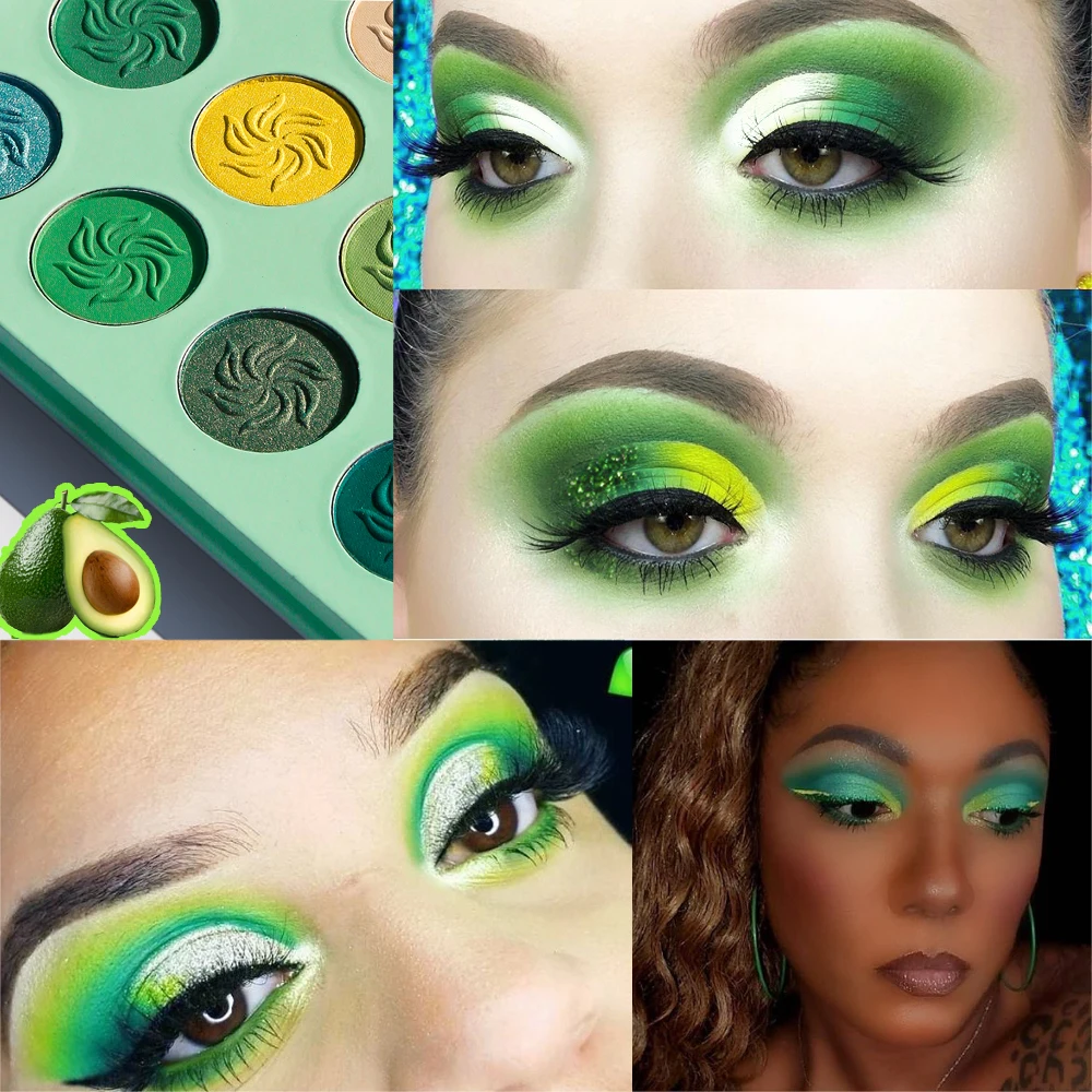 Green Eyeshadow Palette DE\'LANCI 15 Color Highly Pigmented Makeup set Long Wear Free Nude Yellow Emerald Green EyeShadow Pallet