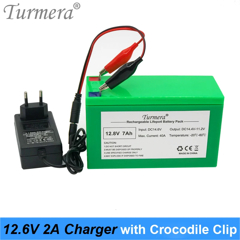 Turmera 12V 12.6V 1A Lithium Battery Charger with Crocodile Clip for 12V Lead Acid Battery 7Ah 10Ah20Ah Motorcycle Power Charger