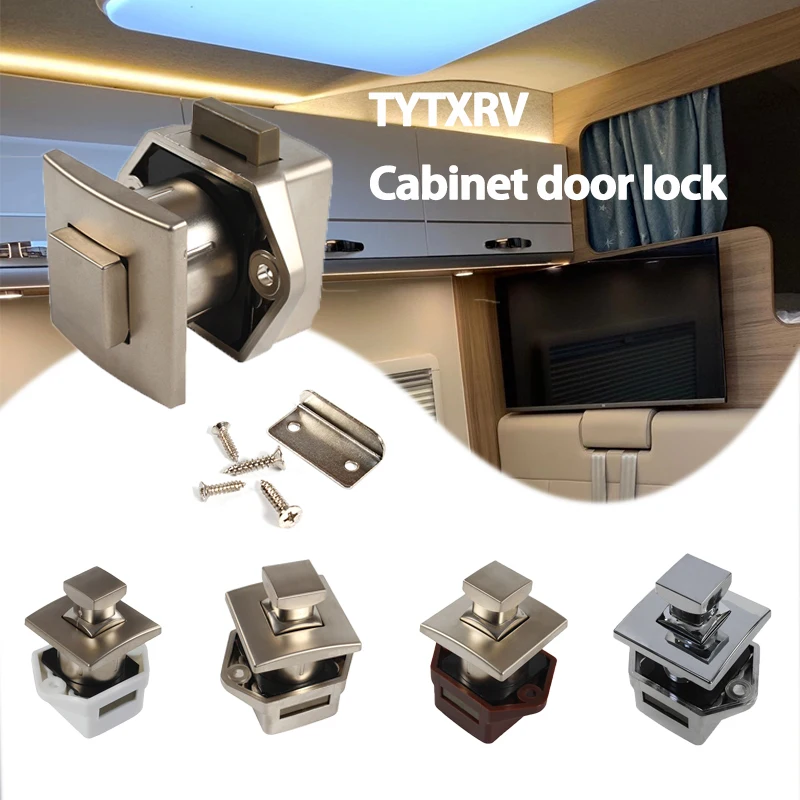 TYTXRV 1Pcs RV Caravan Boat Drawer Latch Push Button Locks For Furniture Hardware Camper Car Push Lock for Kitchen Cabinet Door