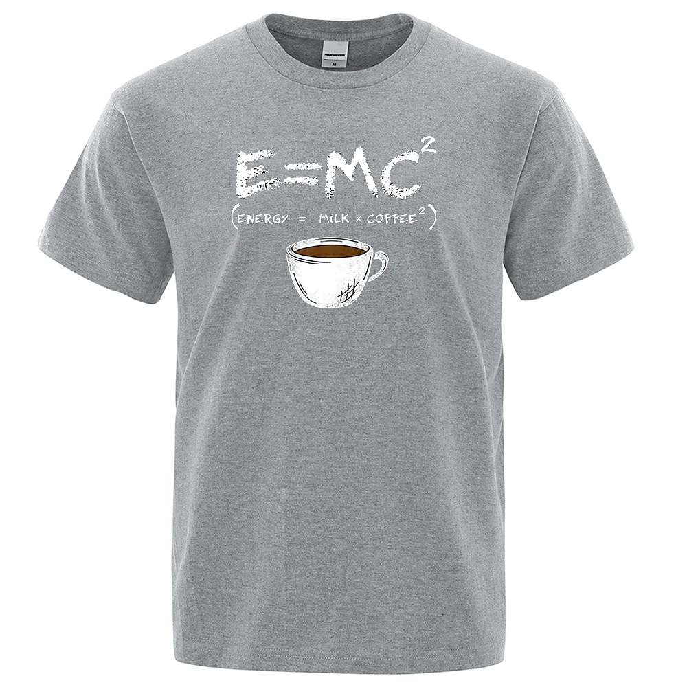 Energy=Milk+Coffee Printing Men Tshirt Casual Breathable Tshirts Funny Cotton Loose Tees Shirts Street Oversized T-Shirts Man