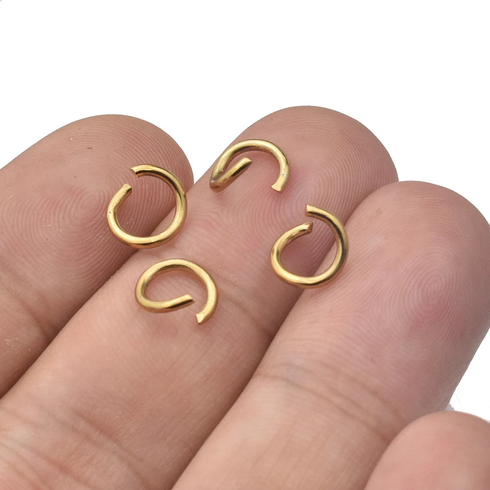100 Stück PVD vergoldeter Edelstahl offene Biegeringe direkt 4/5/6 mm Spaltringe Verbinder für die Herstellung von DIY-Schmuckstücken – Detail 8