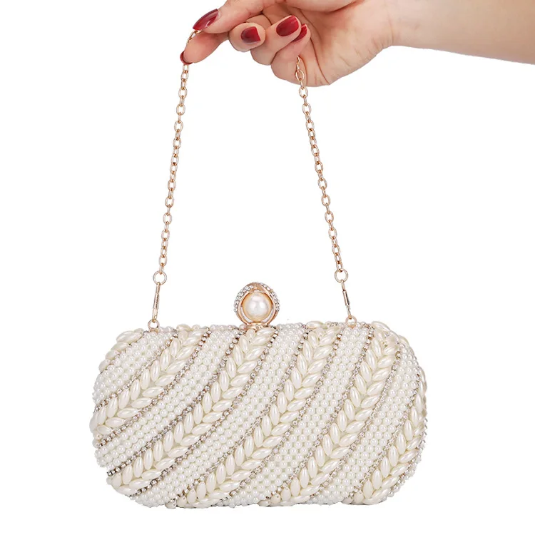 

Fashion New Women Evening Clutch Bags Chain Shoulder Handbags Beaded Evening Purse Messenger Bags Pearl Evening Banquet Clutch