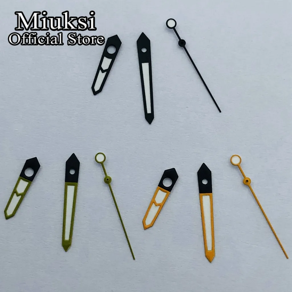 Miuksi black orange watch hands green luminous fit NH35 NH36 ETA2824 2836 Miyota8215 8205 821A Mingzhu DG2813 3804 movement