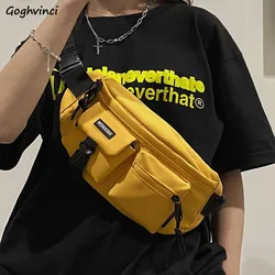 Crossbody Bags Men Hip-hop Chest Waist Zipper Hobos Letter Harajuku Tactic Students New Travel Unisex Nylon Fashion Males Bolsa