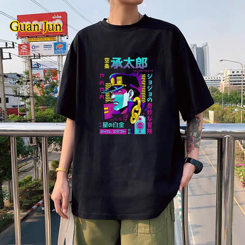 Jojo's Bizarre Adventure Men Women Fashion Japan Anime Harajuku 100% Cotton T Shirt Punk Harajuku Short Sleeve Tops