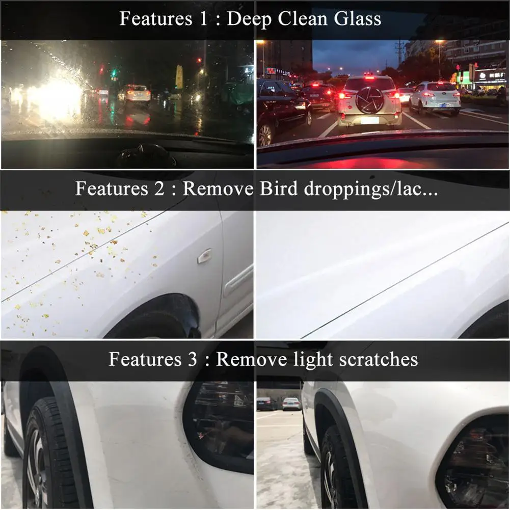 HGKJ Car Glass Deep Cleanser Car Glass Remove Oil Film Scratch Removing Cleaning Liquid Sponge Car Styling Accessories