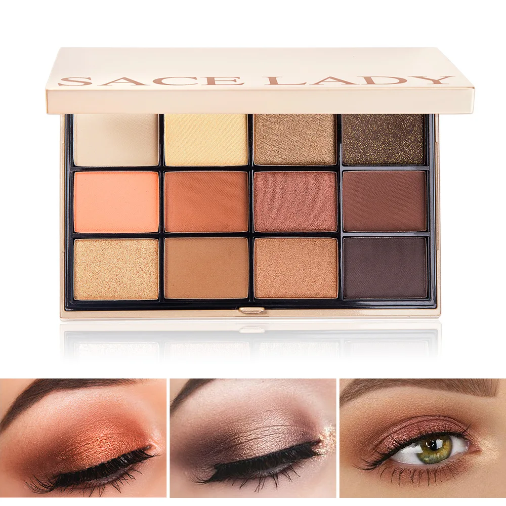 12 Color Eye Shadow Disc, Matte Pearlescent High Coloring, Lasting No Dizzy Dyed Makeup Plate SL320 Eye Shadow Palette