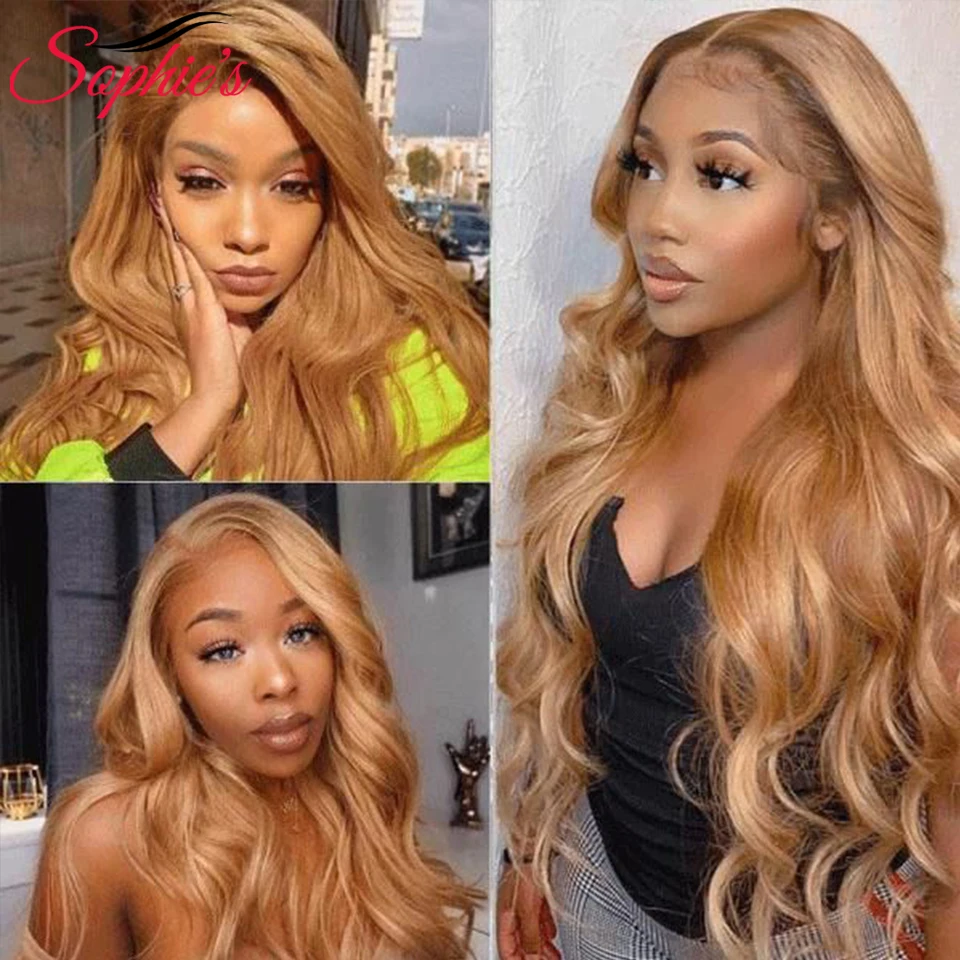 Sophies Body Wave 30 Blonde Color 4*4 Lace Closure Human Wig For Black Women Pre-Plucked Brazilian Remy Hair With Baby Hair 180%