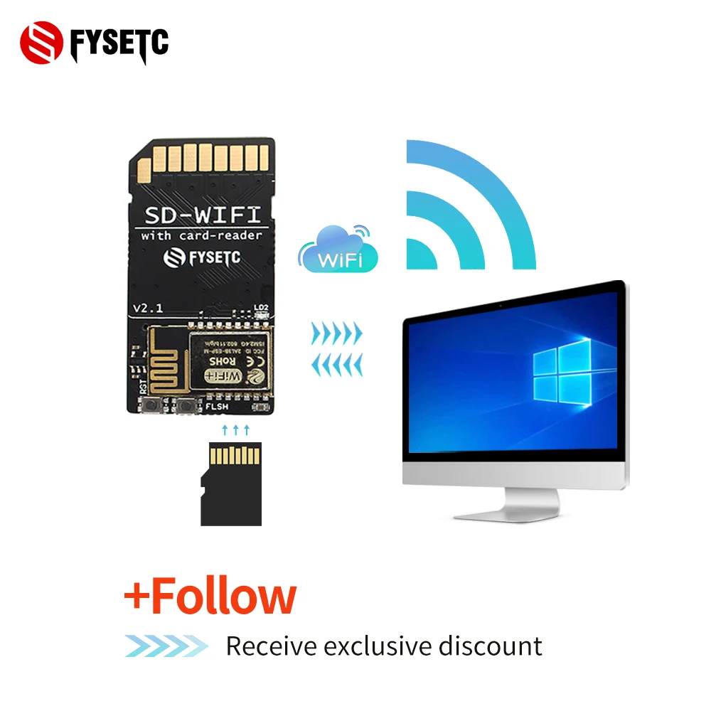 FYSETC 1pcs SD-WIFI with Card-Reader Module run ESPwebDev Onboard USB to serial chip Wireless Transmission Module For S6 F6