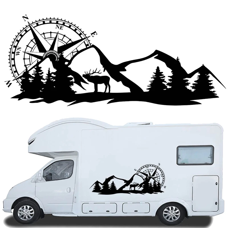 RV Motorhome Universal Body Sticker DIY Compass Navigation Animal Decal Sticker Decoration for Car Caravan Trailer