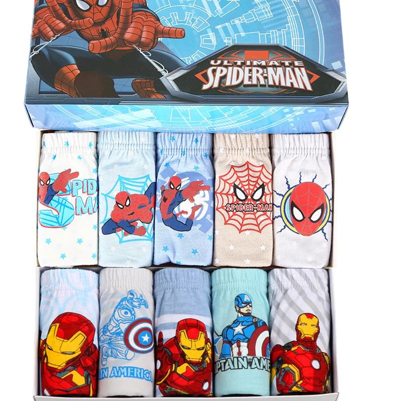 Anime Figure 5pcs/ Box Boy Children\'s Panties Captain Print Underwear Cartoon Iron Shorts Kids Spider Briefs Cotton Panties Gift