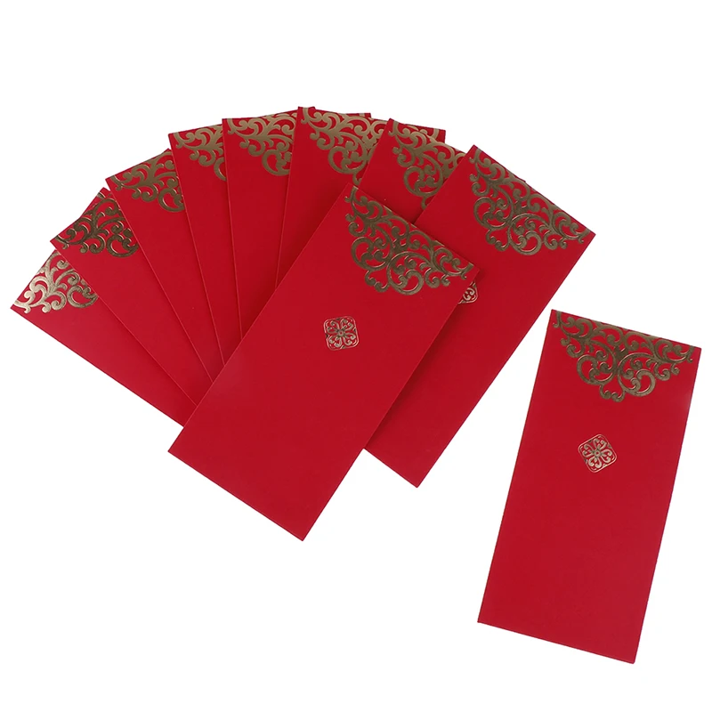 6/10Pcs New Year Wedding Red Envelope Chinese Spring Festival Gold Printing Red Pocket To Fill In Money