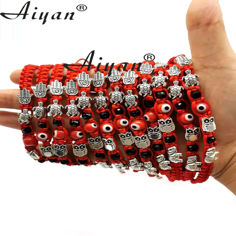 12 Pieces Eyes The Virgin Mary The Father Saint Benedict Elephant Turtle Owl  Palm  Four-Leaf  Clover  Horseshoe  Woven Bracelet