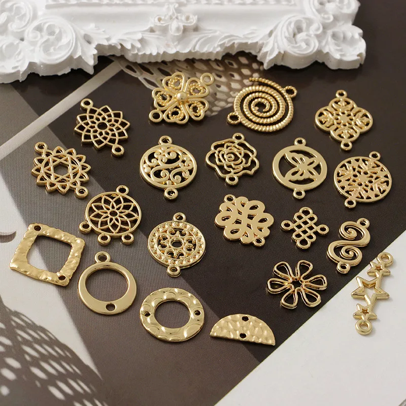 10 sztuk matowy złoty kolorowy wisiorek Charms Hollow Love Heart Waterdrop okrągłe wisiorki dla kolczyki złącza dla DIY ocena biżuteria