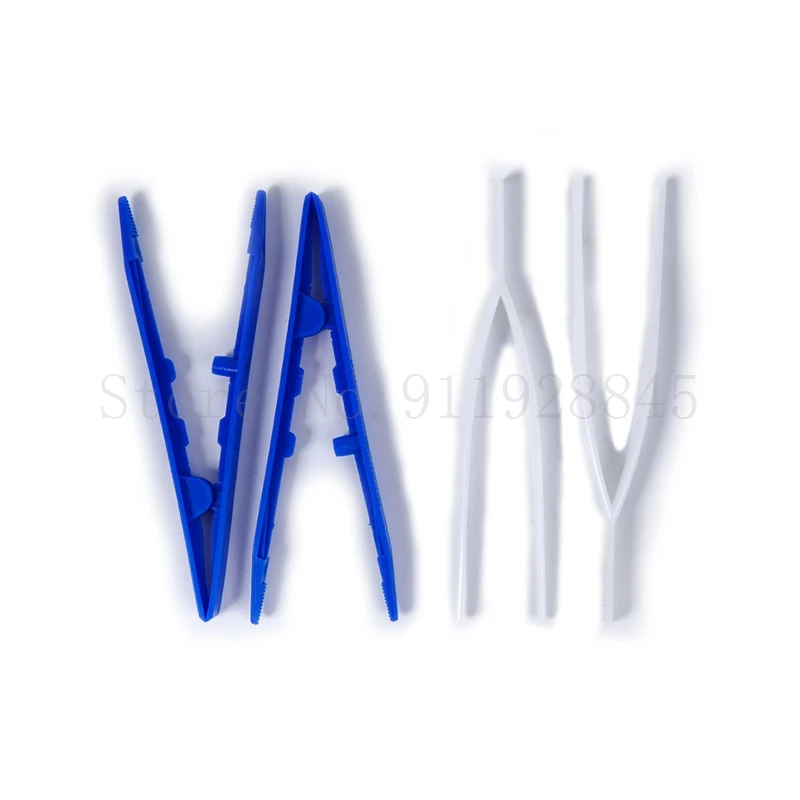 20pcs 50pcs 100pcs Disposable medical Polystyrene resin tweezers plastic dressing clips v-shaped tweezers