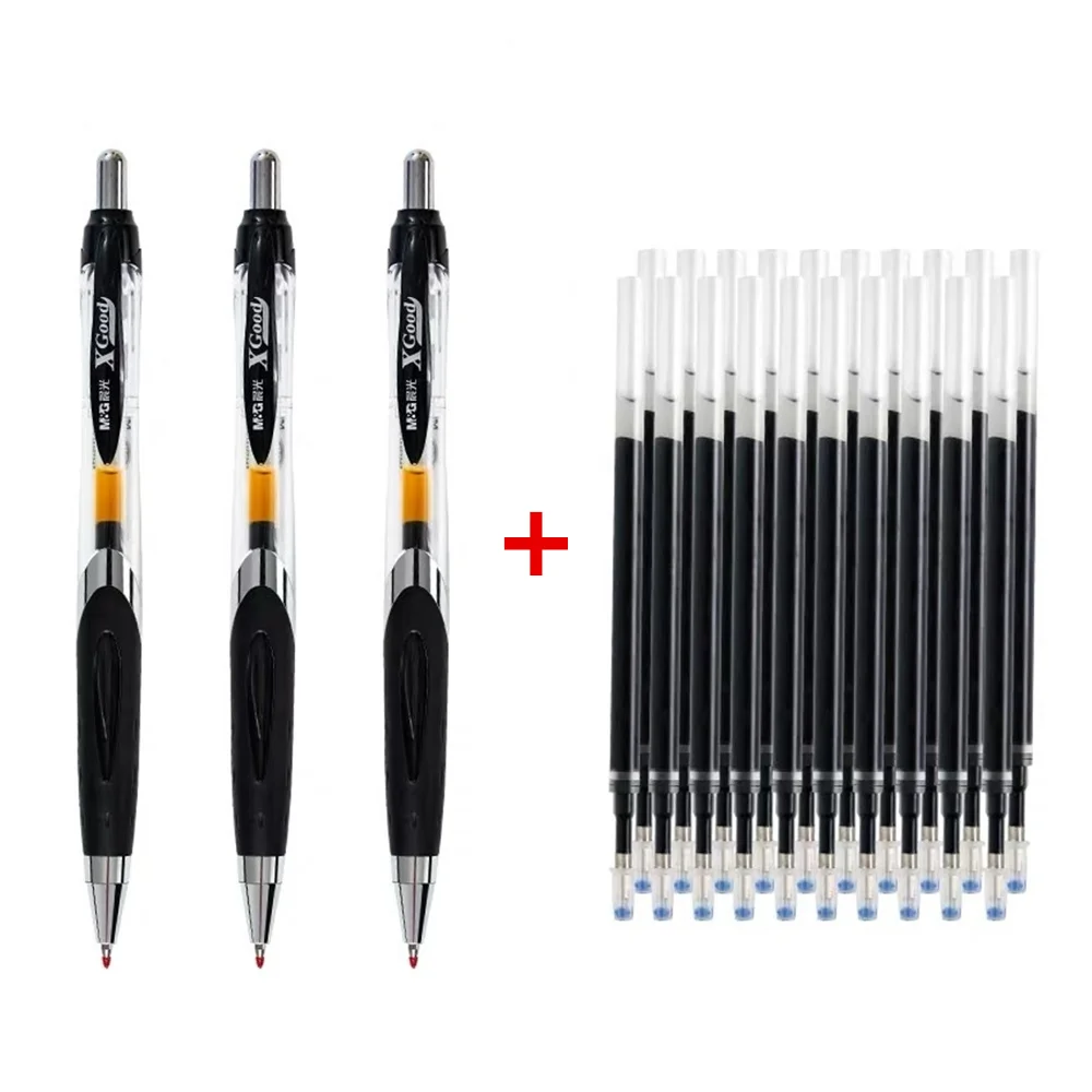 3 Retractable Premium Gel Ink Roller Ball Pens +20 refills